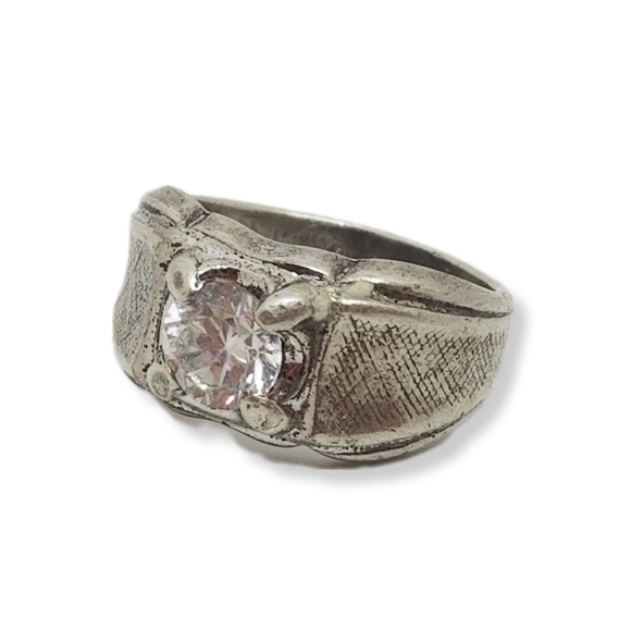 LIND STERLING SILVER & CUBIC ZIRCONIA VINTAGE RING - Picture 4 of 7